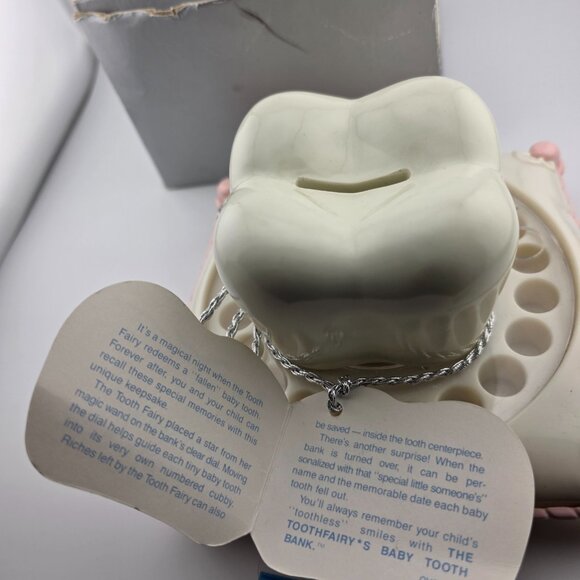 Vintage The Perfect Present The Toothfairy's Baby Tooth Bank Pink White for Kids - Picture 7 of 9